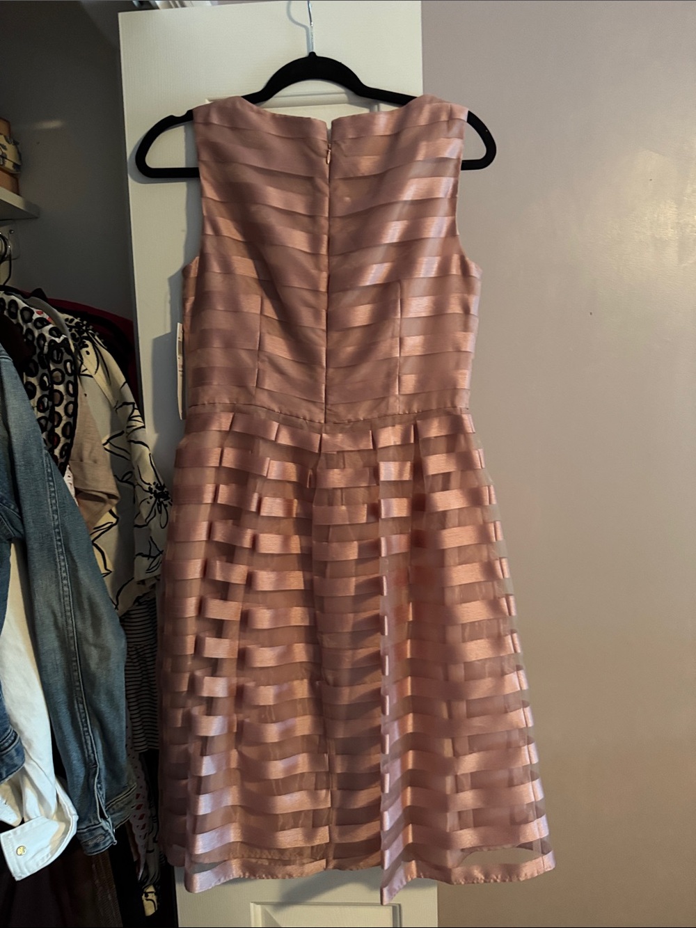 London Times Pink Striped Sleeveless Fit-and-Flare Midi Dress - Picture 5 of 5